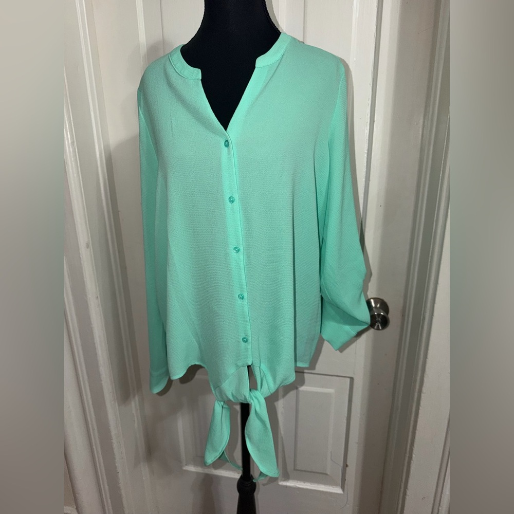 Women's size medium, Apt. 9 Mint Button Down Women's Shirt, top, blouse